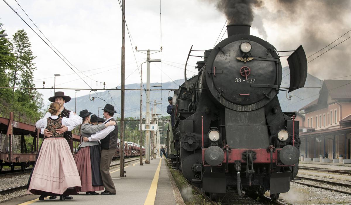 Vintage train ride in Slovenia